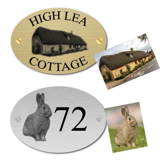 Picture of Custom Brushed Metal Oval House sign