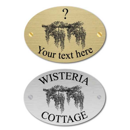 Picture of Wisteria Cottage Custom Brushed Metal Oval House sign