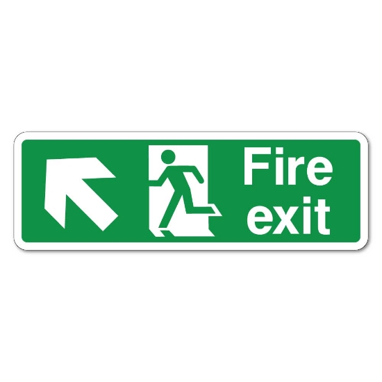 Picture of Fire Exit Left Up Arrow sign - 3mm Rigid Sign