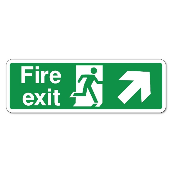 Picture of Fire Exit Right Up Arrow sign - 3mm Rigid Sign