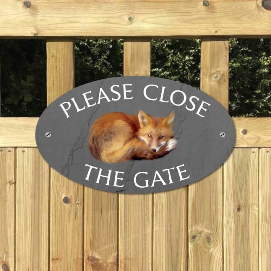 Picture of Please Close The Gate Cute Fox Sign
