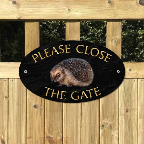 Picture of Please Close The Gate Cute Hedgehog Sign