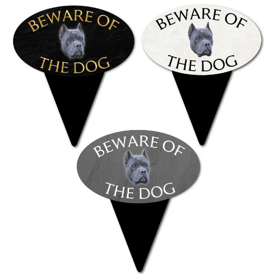 Picture of Blue Cane Corso Beware of The Dog Sign on Spike