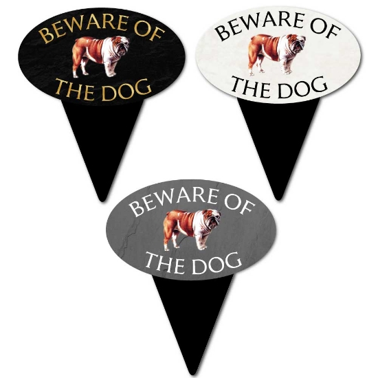 Picture of Bulldog Beware of The Dog Sign on Spike