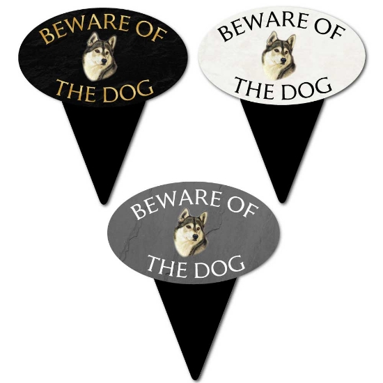 Picture of Husky Beware of The Dog Sign on Spike 