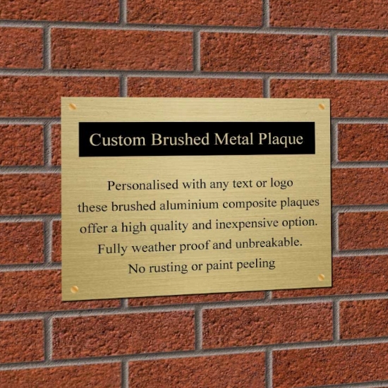 Picture of Brushed brass or silver business plaque