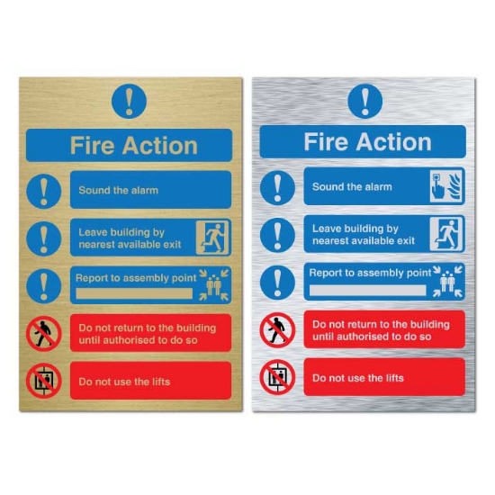 Picture of Classic Brushed Brass Fire Action Point Sign