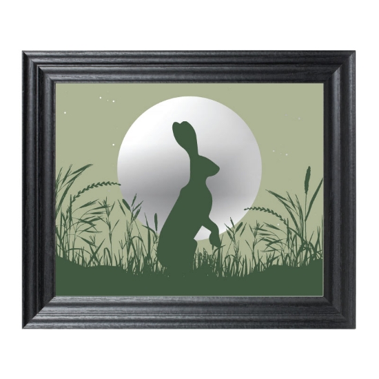 Picture of Vintage moon gazing hare mirror in black frame
