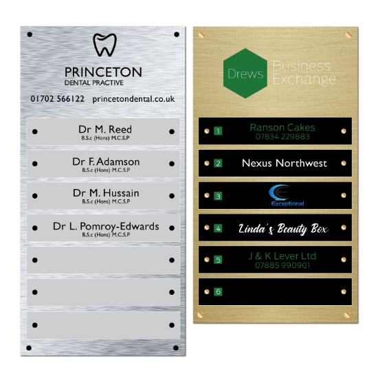 Picture of Straight Top Office / Practice Name plate sign, Brushed gold or silver