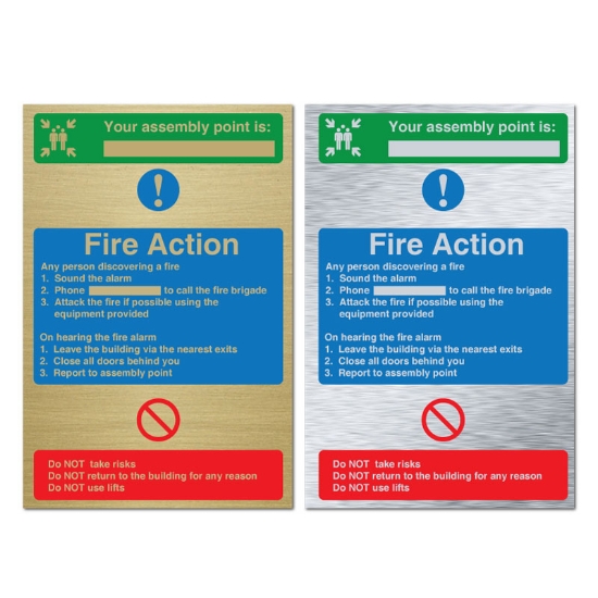 Picture of Classic Brushed METAL Fire Action Point Sign