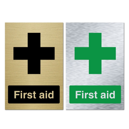 Picture of Classic Brushed gold silver First aid sign