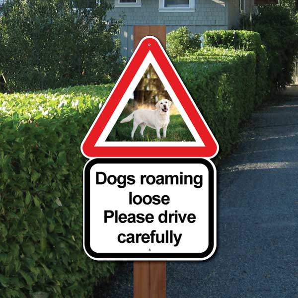 JAF Graphics. Personalised triangle road sign with text