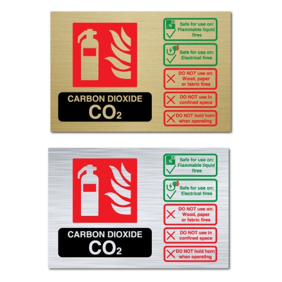 Picture of Fire Extinguisher Type Sign - Brass or Silver