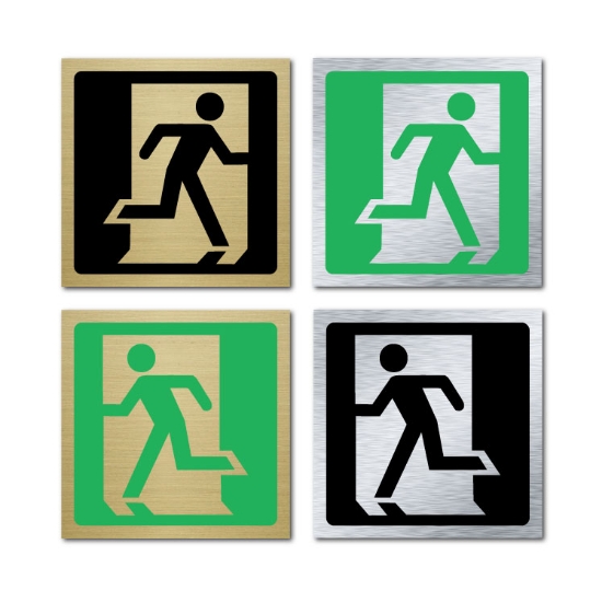 Picture of Running person fire exit symbol - gold or silver