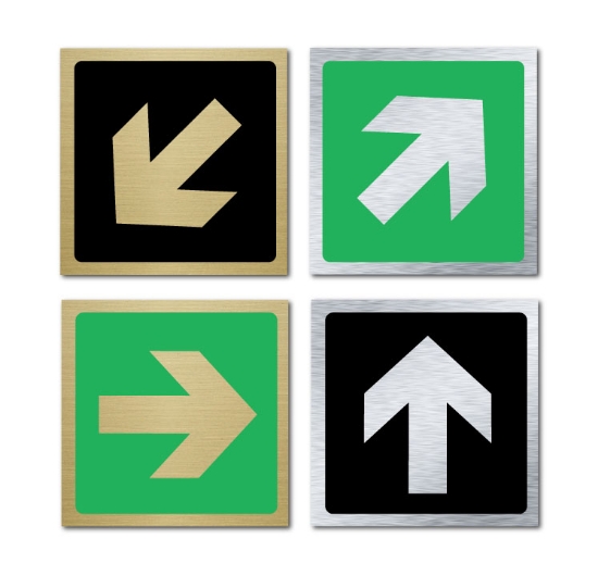Picture of Arrow direction fire exit symbol - gold or silver