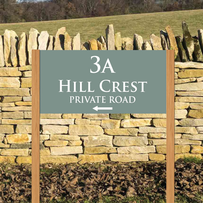 JAF Graphics. Entrance sign on oak effect posts