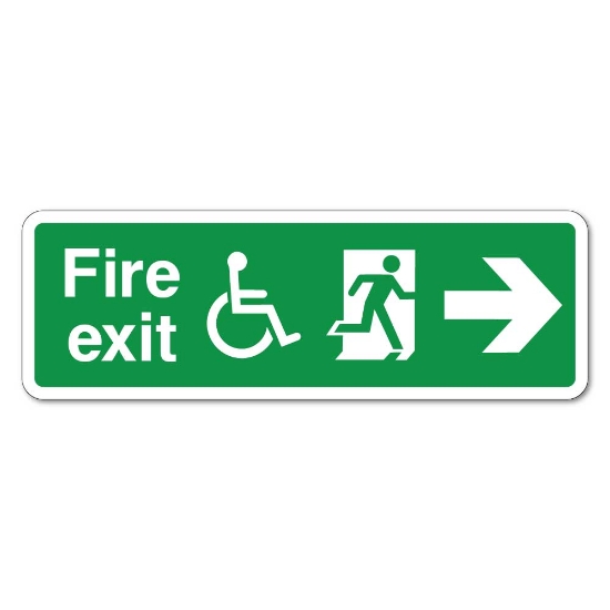 Picture of Fire Exit Right Arrow with Disabled logo - Vinyl Sticker