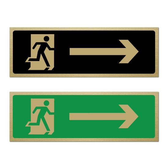 Picture of Classic Brushed Brass Arrow Right Fire Exit
