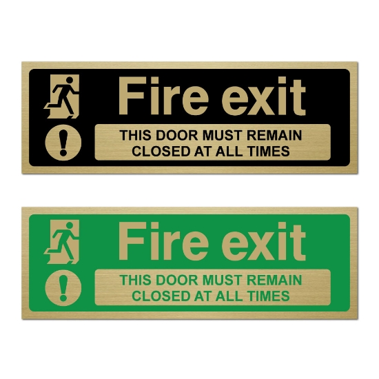Picture of Classic Brushed Brass Fire Exit THIS DOOR MUST REMAIN CLOSED AT ALL TIMES