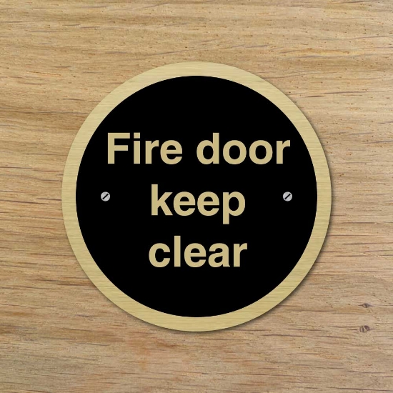 Picture of Fire Door Keep Clear Round Door Signs - 2 Pack 