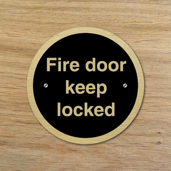 Picture of Fire Door Keep Locked Round Door Signs - 2 Pack
