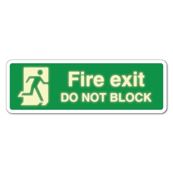 Picture of Glow in the Dark Glow Fire exit do not block - 3mm Rigid Sign