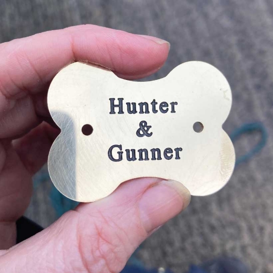 Picture of Solid Brass Engraved Small Dog Bone Bench Plaque