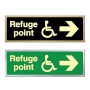 Picture of Glow In The Dark Brushed Brass Refuge Assembly Point Sign Right Arrow