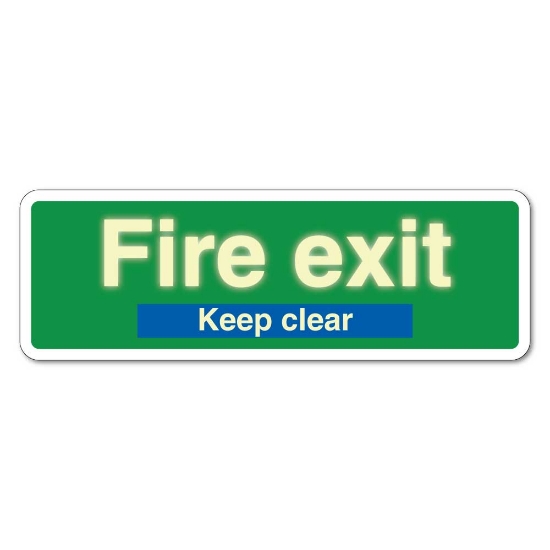 Picture of GLOW Emergency Fire exit Keep clear - 3mm Rigid Sign