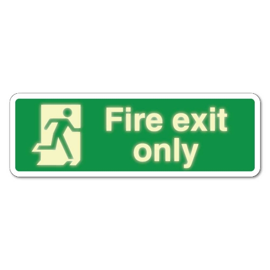 Picture of GLOW Emergency Fire Exit Only - 3mm Rigid Sign
