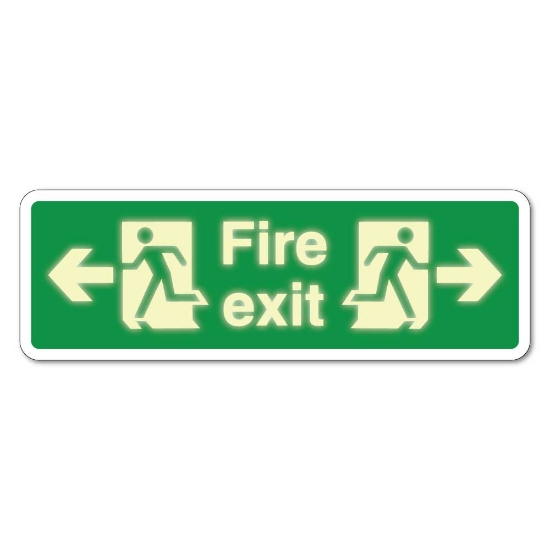 Picture of GLOW Emergency Fire Exit Right and Left 2 Way Sign - 3mm Rigid Sign