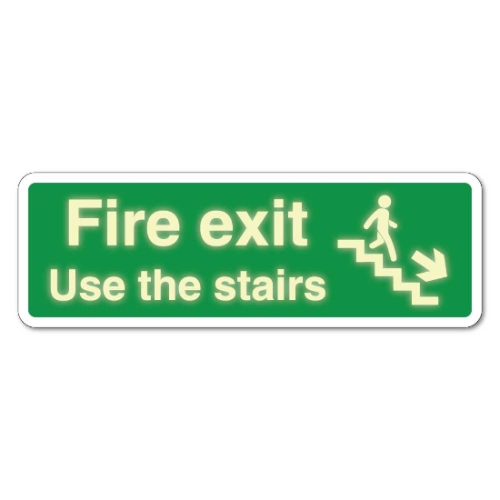 Picture of Glow in the Dark Fire Exit Use the Stairs - 3mm Rigid Sign