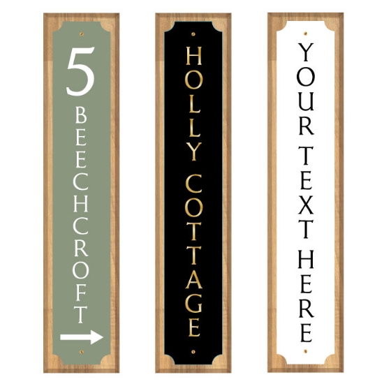 Picture of Personalised Gate Sign on oak plinth - Classic  Vertical Design 