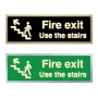 Picture of Fire Exit Use the Stairs Glow in the dark Brushed Gold or Silver