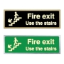 Picture of Fire Exit Use the Stairs Glow in the dark Brushed Gold or Silver