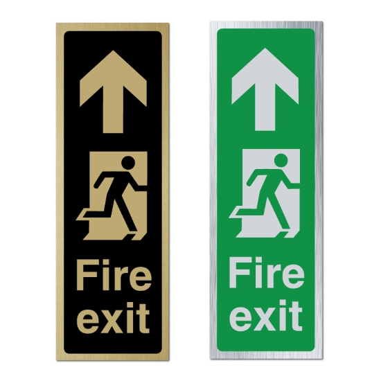 Picture of Classic Brushed Metal Fire Exit Arrow - Tall Portrait