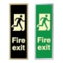 Picture of Glow In The Dark Brushed Metal Fire Exit Sign Tall Portrait