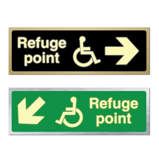 Picture of Glow In The Dark Brushed Brass Refuge Assembly Point Sign