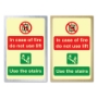 Picture of Glow in the Dark Brushed Metal Do not use lift fire sign, use the stairs