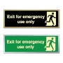 Picture of Glow In The Dark Brushed Brass Exit for emergency use only