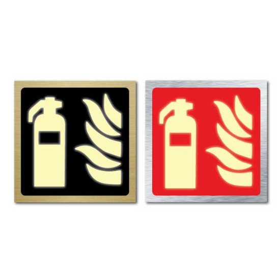Picture of Glow in the dark Brushed Metal Fire Extinguisher Symbol