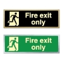 Picture of Glow In The Dark Brushed Gold or Silver Fire Exit Only Sign