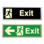Picture of Glow In The Dark Brushed Metal Exit Arrow Direction Sign