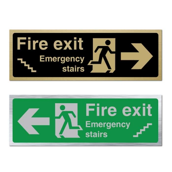 Picture of Brushed Gold or Silver Fire Exit stairs sign
