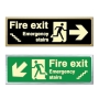 Picture of Glow In The Dark Brushed Metal Fire Exit Stairs direction sign