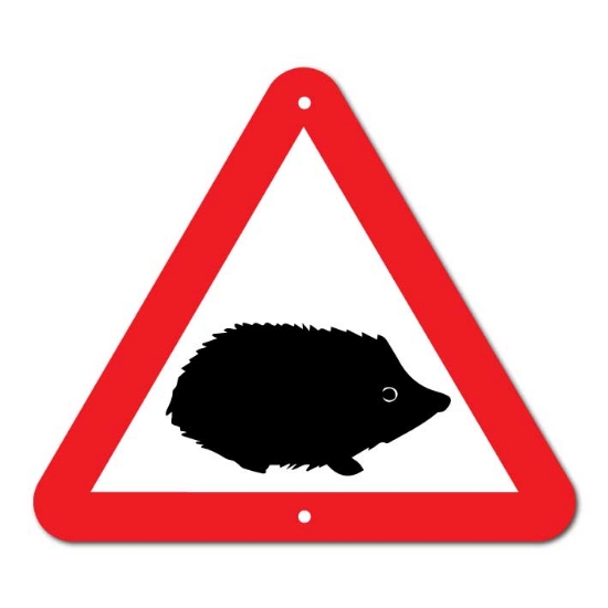 Picture of Hedgehog Triangle Sign Black and White