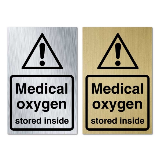 Picture of  Gold or Silver Medical Oxygen Stored Inside Sign