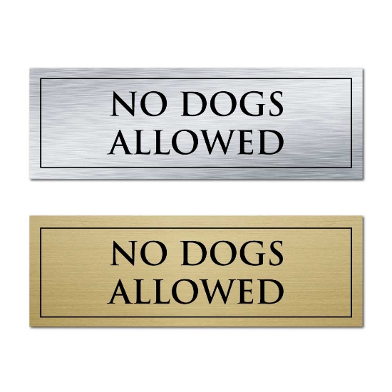Picture of Classic Brushed Brass or Silver Office Door Sign - NO DOGS ALLOWED