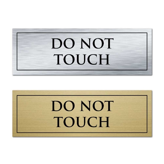 Picture of Classic Brushed Brass or Silver Office Door Sign - DO NOT TOUCH 