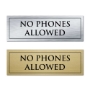 Picture of Classic Brushed Brass or Silver Office Door Sign - NO PHONES ALLOWED